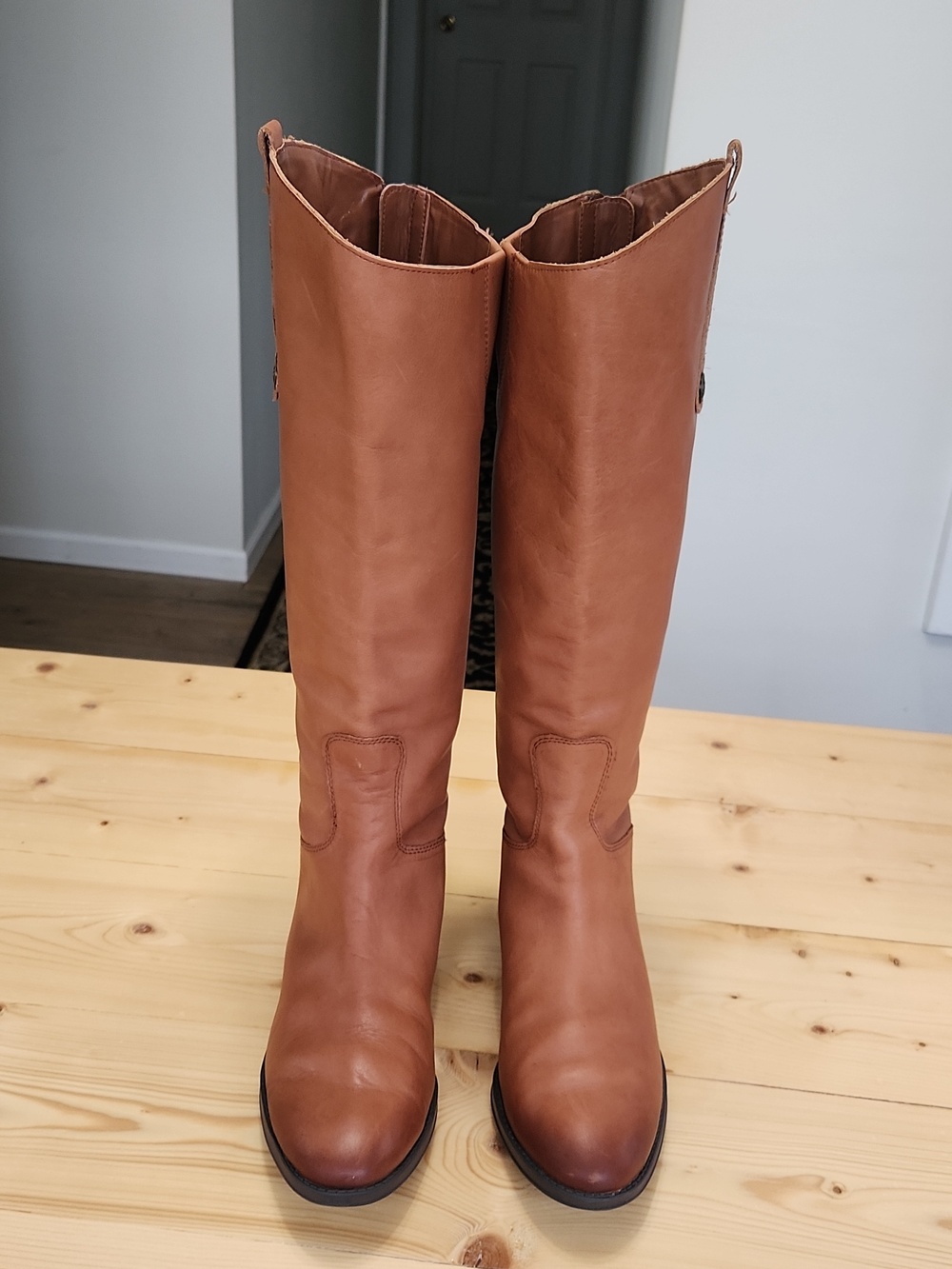 Sam Edelman Penny Tall Riding Boots Cognac Brown Leather Knee High Size 10M - Picture 4 of 16